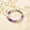 Natural Weathered Agate(Dyed) & Howlite Round Beaded Stretch Bracelet BJEW-JB08087-02-2