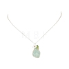 Raw Natural Green Fluorite Nuggets with Flower Wire Wrapped Pendant 304 Stainless Steel Cable Chain Necklaces NJEW-TA00268-2