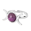 Adjustable Natural Amethyst Retro Crescent Moon Rings for Women PW-WG1B614-03-1