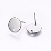 Flat Plate 201 Stainless Steel Stud Earring Findings STAS-I095-04P-A-2