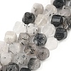 Natural Tourmalinated Quartz/Black Rutilated Quartz Beads Strands G-C267-B02-2