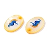 Natural Freshwater Shell Double Face Printed Oval Charms SHEL-T020-05H-2