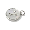 Brass Pave Natural Shell Flat Round with Letter Charms KK-Z115-13P-T-2