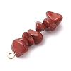 Gradient Color Natural Rhodonite & Natural Red Jasper & Natural Strawberry Quartz Chip Beaded Pendants PALLOY-JF02795-06-5