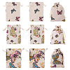 15Pcs 3 Styles Butterfly Printed Polycotton(Polyester Cotton) Packing Pouches Drawstring Bags ABAG-TA0002-14-3