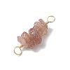10Pcs 5 Styles Constellation Natural Citrine & Black Tourmaline & Aquamarine & Strawberry Quartz & Rose Quartz Copper Wire Wrapped Chip Beaded Connector Charms PALLOY-JF02905-01-4