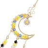 Glass Beads Wire Wrapped Brass Moon Hanging Ornaments HJEW-TA00214-4