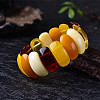 Rectangle Natural Amber Stretch Bracelets for Women FIND-PW0021-03-3