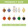100Pcs 10 Colors Natural Mixed Gemstone Pendants PALLOY-FH00206-2
