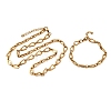 304 Stainless Steel Teardrop Link Chain Bracelet & Necklace Jewelry Sets SJEW-L199-18G-4