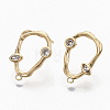 Brass Cubic Zirconia Stud Earring Findings KK-S354-229-NF-2