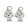 Dog Brass Micro Pave Clear Cubic Zirconia Charms KK-G425-14-2