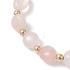Natural Rose Quartz & Brass Beads Stretch Bracelets for Women BJEW-JB13414-02-3