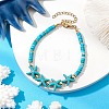 Synthetic Turquoise & Plastic Pearl Beads Link Bracelets for Women BJEW-JB11286-01-1