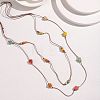 Bohemian Handmade Colorful Porcelain Beaded Waxed Cord Long Necklaces for Women FS-WGF474B-07-1