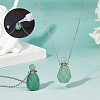Natural Green Aventurine Faceted Perfume Bottle Pendant 304 Stainless Steel Cable Chain Necklaces NJEW-WH0002-268A-4