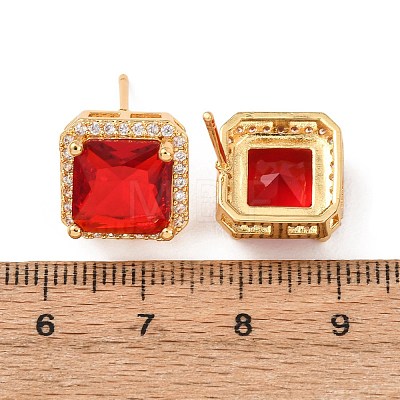 Brass Micro Pave Cubic Zirconia Stud Earrings for Women EJEW-F418-14G-1