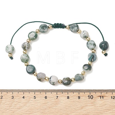Natural Tree Agate & 304 Stainless Steel Beads Braided Bead Bracelets BJEW-JB13670-1