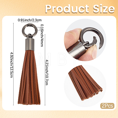 2Pcs Imitation Leather Tassel Pendant Decorations AJEW-CL0005-10B-1