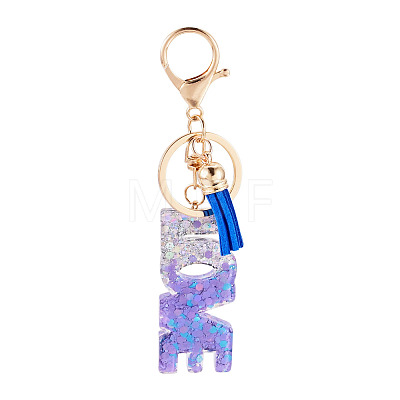 Alloy & Resin Tassel Keychainss AJEW-TADJ0001-20G-02-1