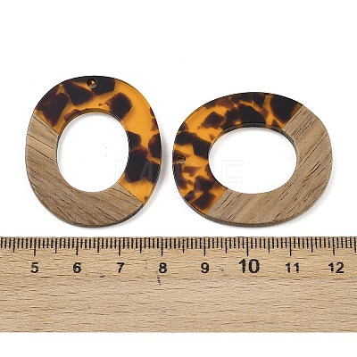 Transparwnt Resin & Walnut Wood Pendants RESI-I354-03G-1