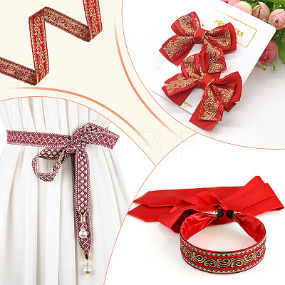 WADORN 1Roll Ethnic Style Embroidery Polyester Ribbons OCOR-WR0001-33A-1