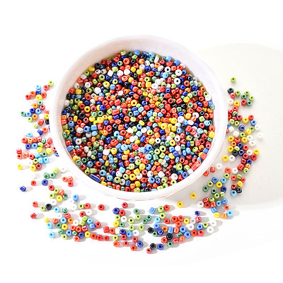 8/0 Opaque Colors Rainbow Plated Round Glass Seed Beads SEED-YW0001-13-1