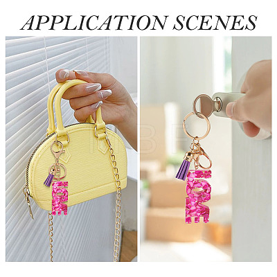 Alloy & Resin Tassel Keychainss AJEW-TADJ0001-20G-09-1