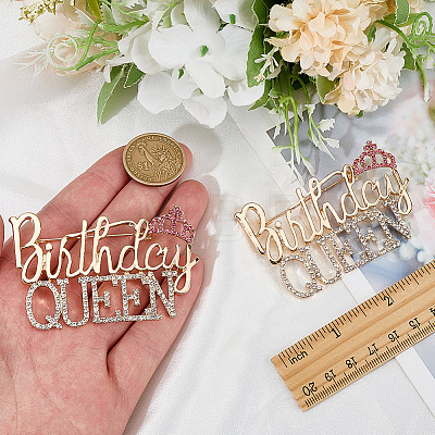 2Pcs Birthday Queen Rhinestone Pins JEWB-SP0001-11G-1
