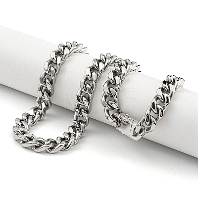 Non-Tarnish 201 Stainless Steel Cuban Link Chain Necklaces for Women and Men NJEW-F322-04P-04-1