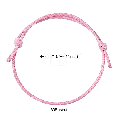 30Pcs 5 Color Adjustable Waxed Polyester Braided Cord Bracelets X1-BJEW-FZ00016-1