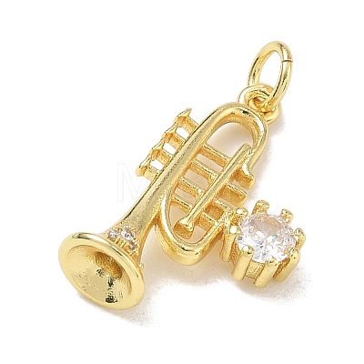 Brass Micro Pave Clear Cubic Zirconia Pendants KK-D289-01G-13-1