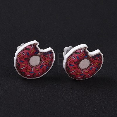 Colorful Acrylic Imitation Food Stud Earrings with Platic Pins for Women EJEW-F293-02C-1