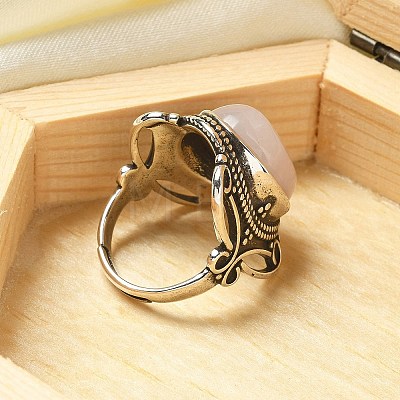 Natural Rose Quartz Adjustable Rings RJEW-I108-02AS-03-1