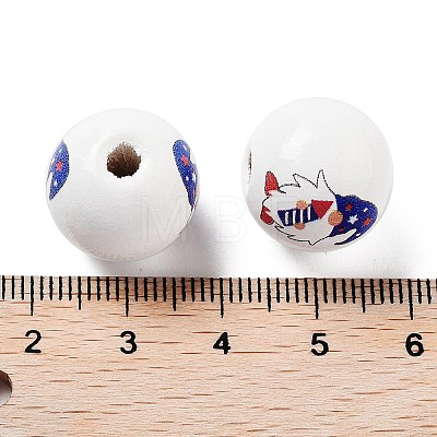 Independence Day Theme Wood European Beads WOOD-M011-07A-1