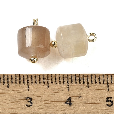 Natural Cherry Blossom Agate Column Charms with Rack Plating Brass Loops G-G110-04A-01-1