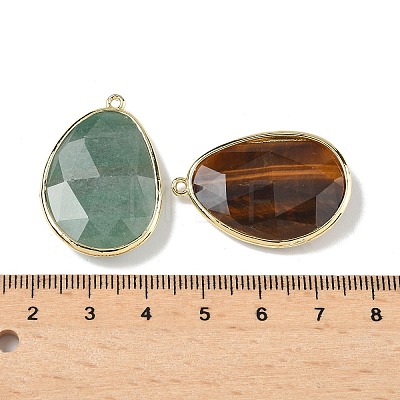Natural Amethyst & Rose Quartz & Tiger Eye & Green Strawberry Quartz & Quartz Crystal Faceted Teardrop Pendants G-U028-01G-1