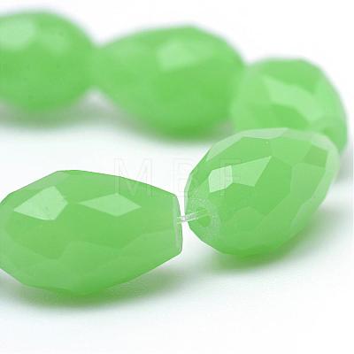Teardrop Faceted Imitation Jade Glass Beads Strands GLAA-Q052-A-1