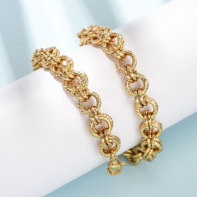 8MM 304 Stainless Steel Twisted Double Rolo Chain Necklaces for Women NJEW-G194-05G-02-1