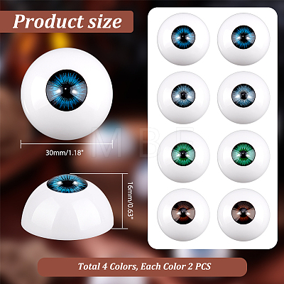 AHADERMAKER 8Pcs 4 Colors Acrylic Craft Eye DOLL-GA0001-17B-1