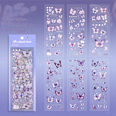 6Pcs 6 Styles Butterfly Laser Stickers PW-WG5E423-04-1