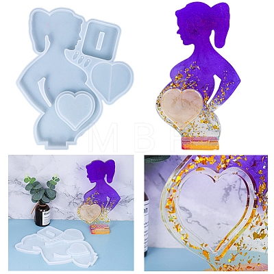 Mother's Day Pregnant Woman Photo Frame Silicone Bust Statue Molds DIY-F065-04-1