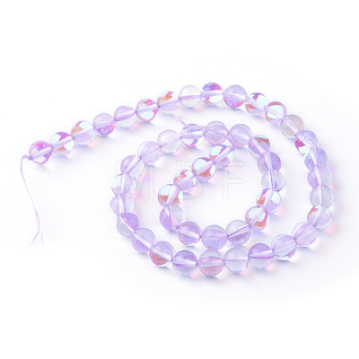 Synthetic Moonstone Beads Strands G-R375-8mm-B02-1