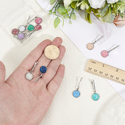 12Pcs Flat Round Alloy Resin Zipper Pulls Charms FIND-CY0002-31-1