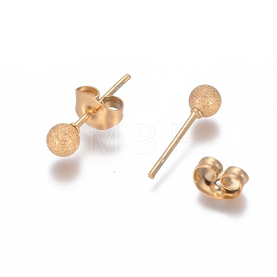 Ion Plating(IP) 304 Stainless Steel Stud Earrings EJEW-L215-58B-G-1