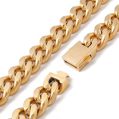 Ion Plating(IP) 304 Stainless Steel Curb Chains Necklace for Women NJEW-E155-08G-01-1