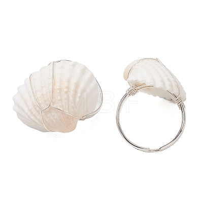 Spiral Shell & Brass Finger Rings for Women RJEW-TA00239-1