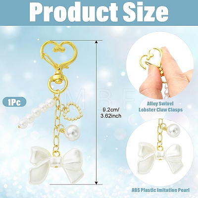 Brass & ABS Plastic Imitation Pearl Pendant Decorations HJEW-YW00398-1