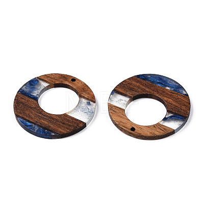 Transparent Resin & Walnut Wood Pendants RESI-ZX017-70-1