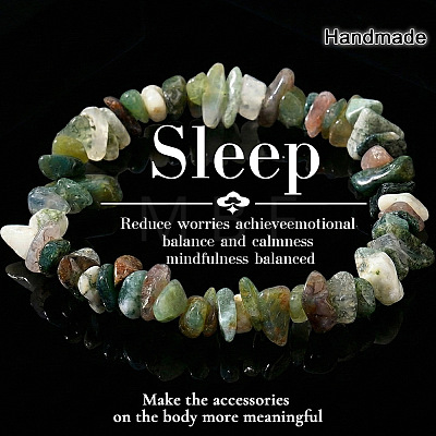 Natural Indian Agate Chip Beaded Stretch Bracelets JI5766-15-1